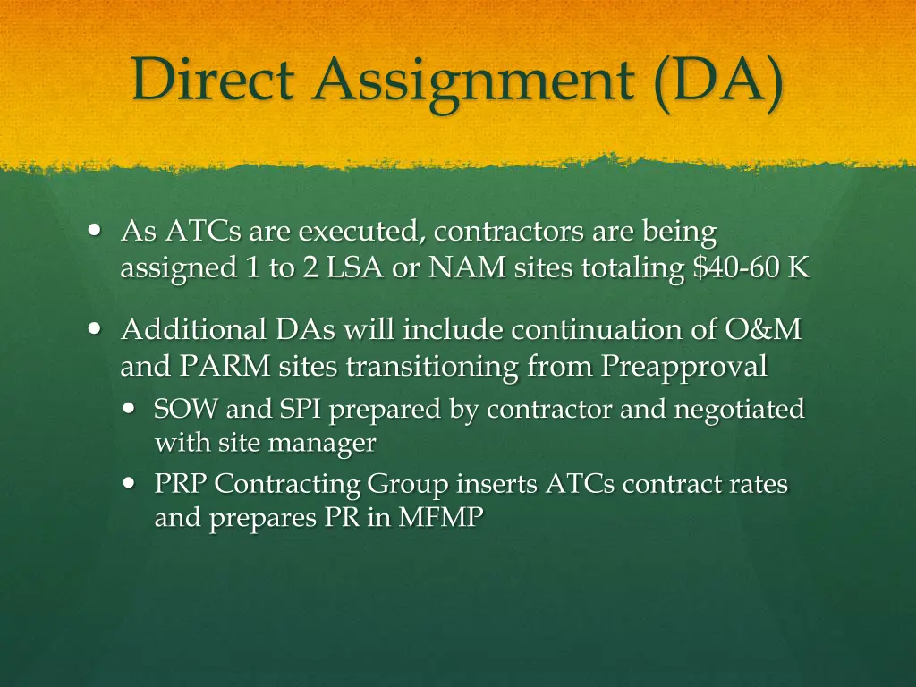 direct assignment da