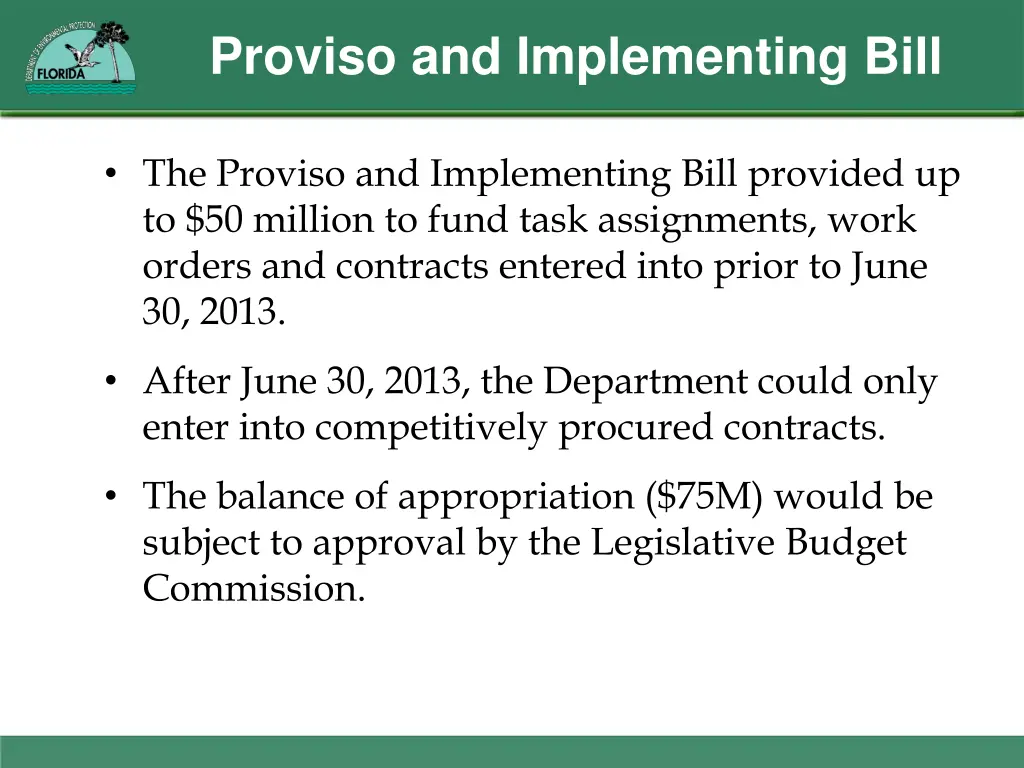 proviso and implementing bill