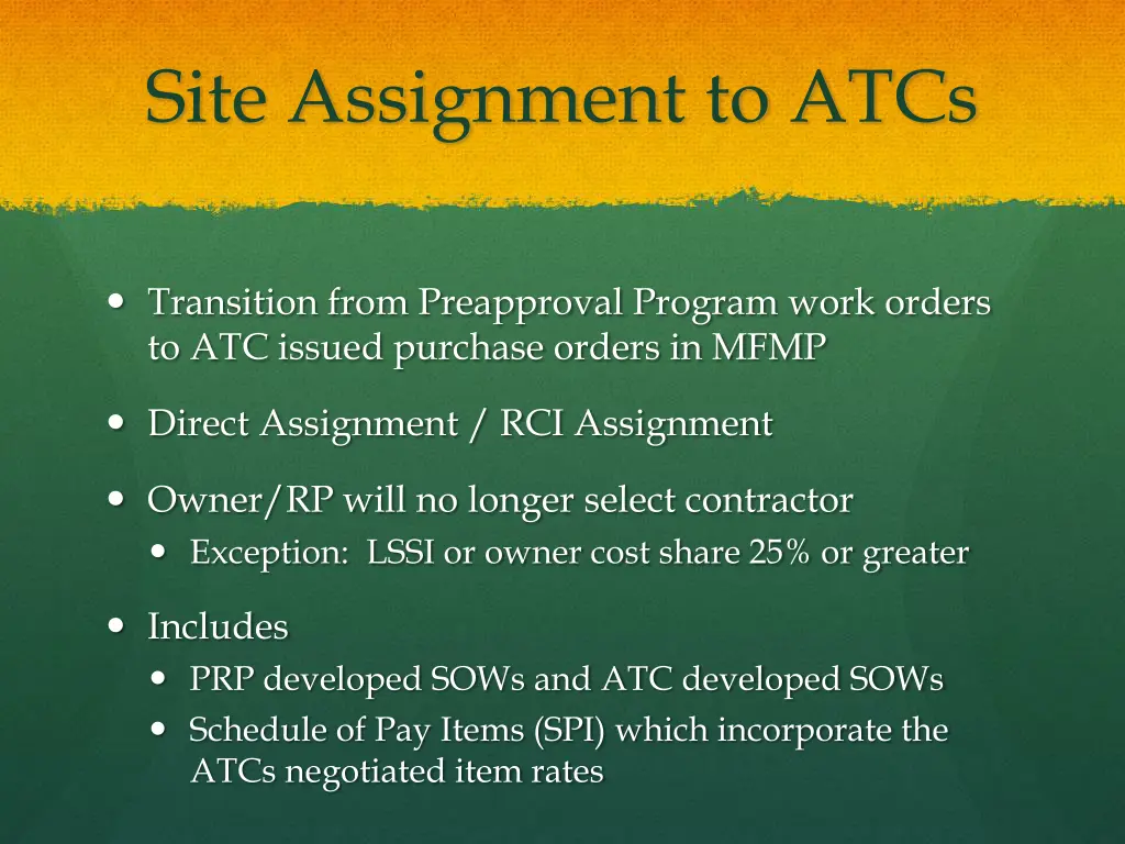 site assignment to atcs