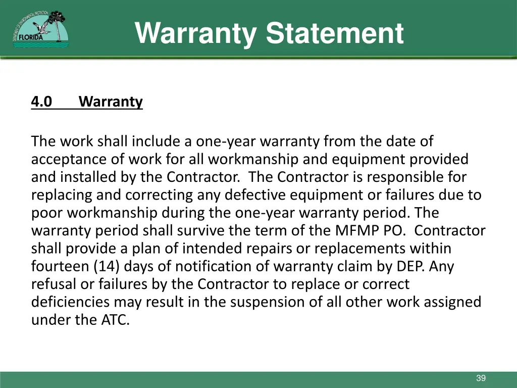 warranty statement