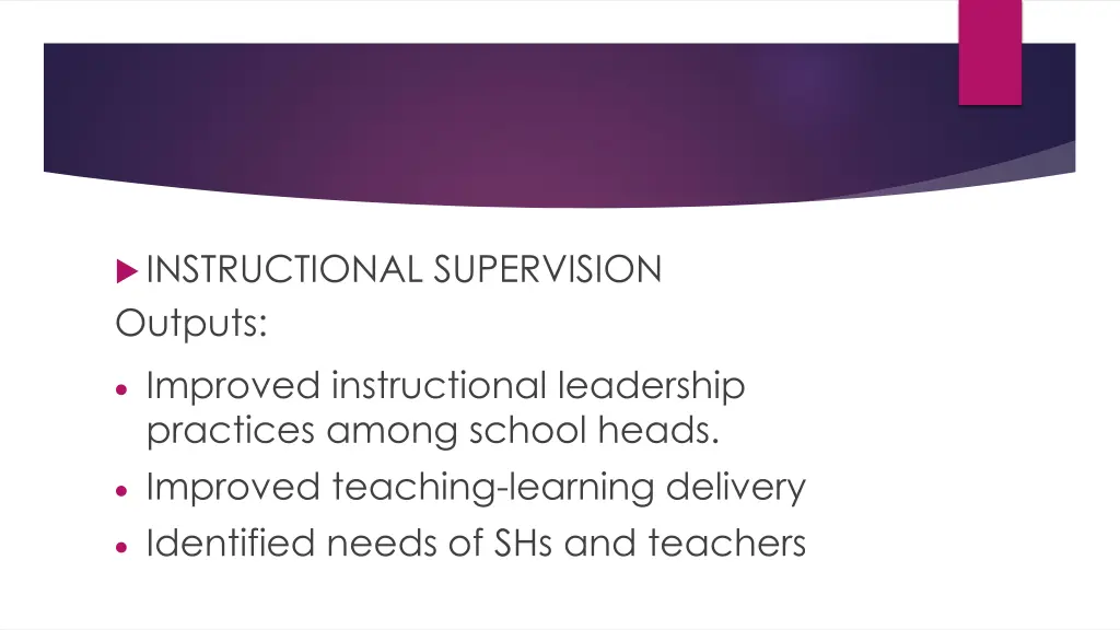 instructional supervision outputs