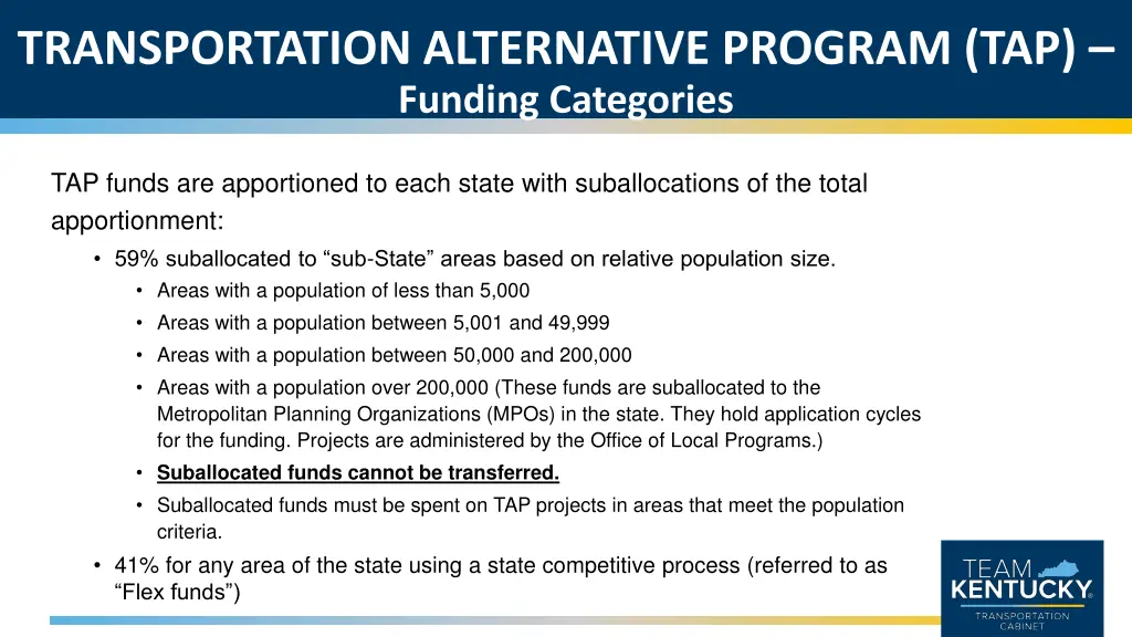 transportation alternative program tap funding