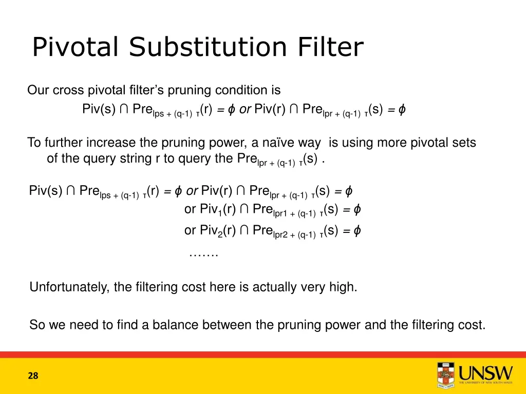 pivotal substitution filter