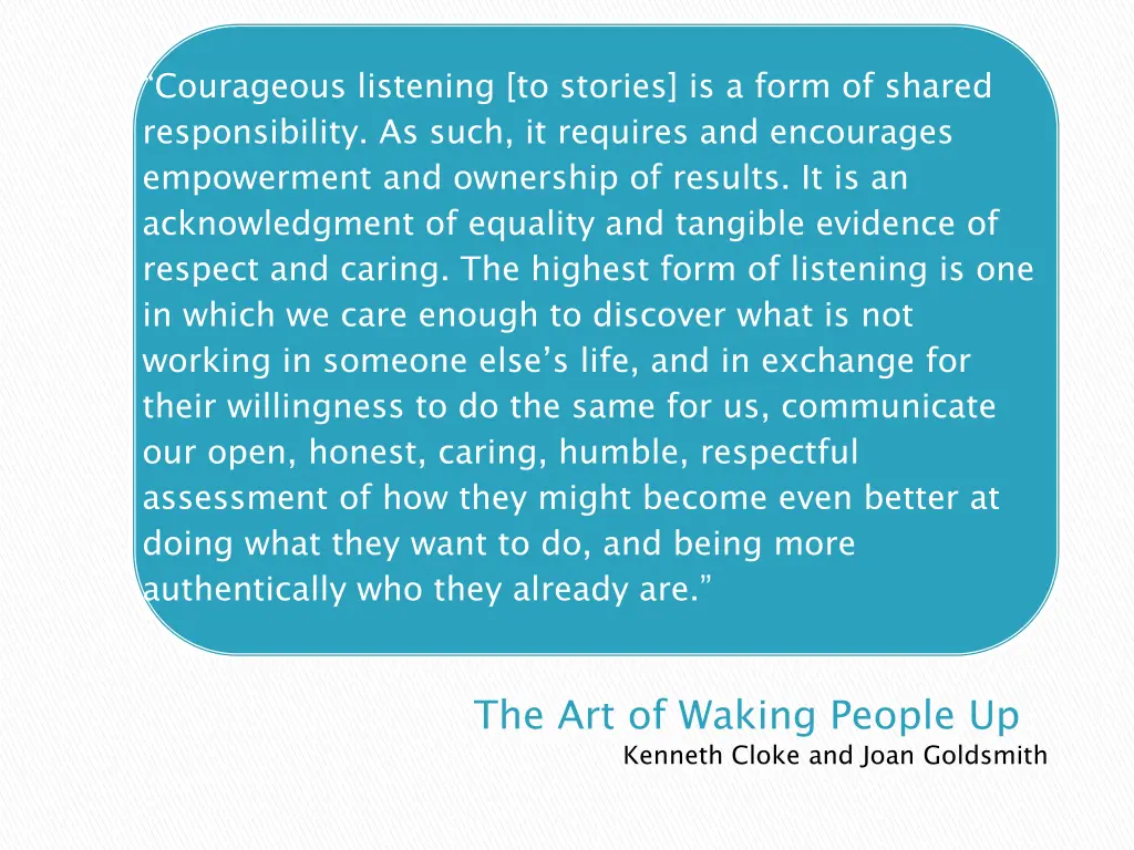 courageous listening to stories is a form