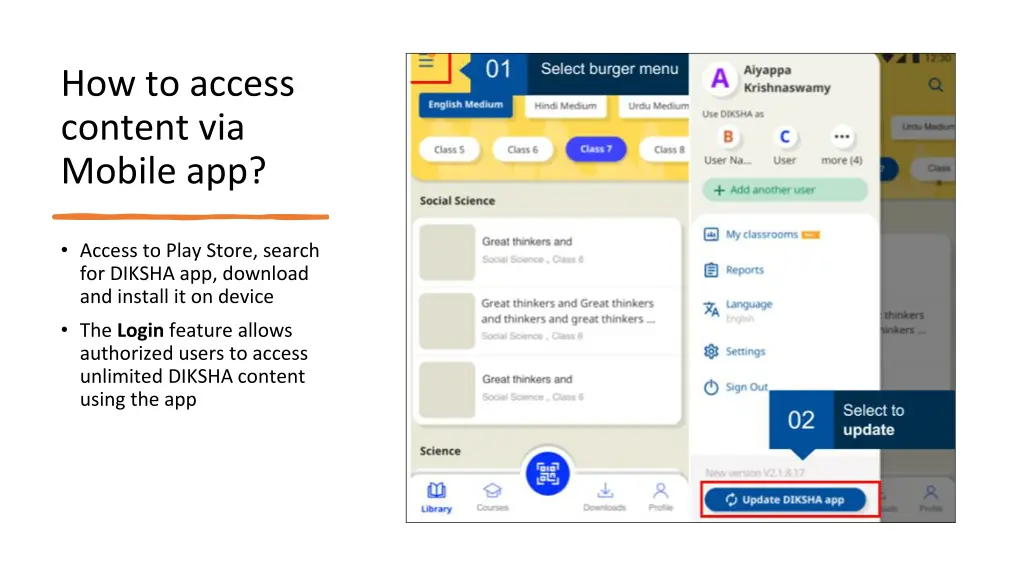 how to access content via mobile app