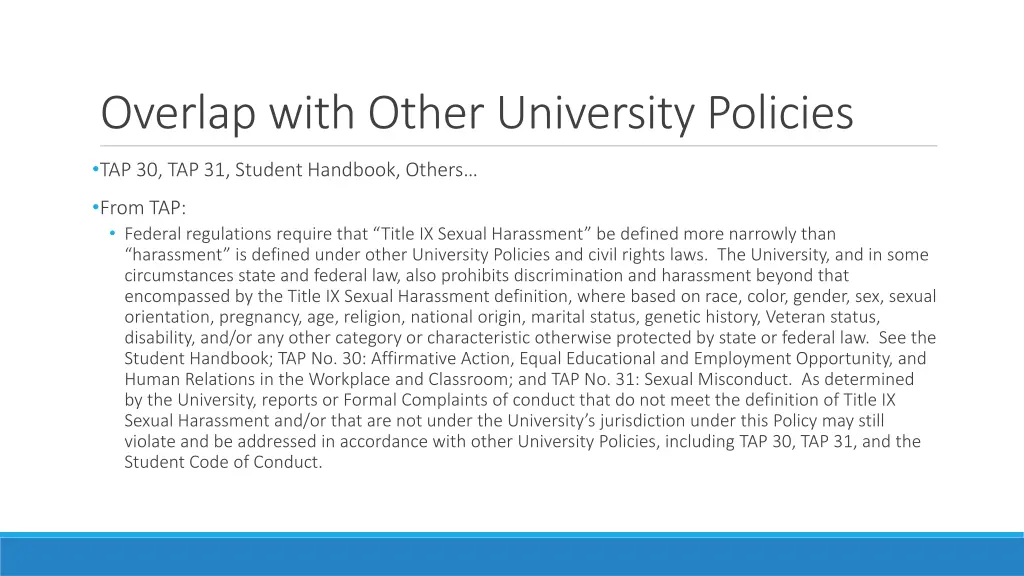 overlap with other university policies