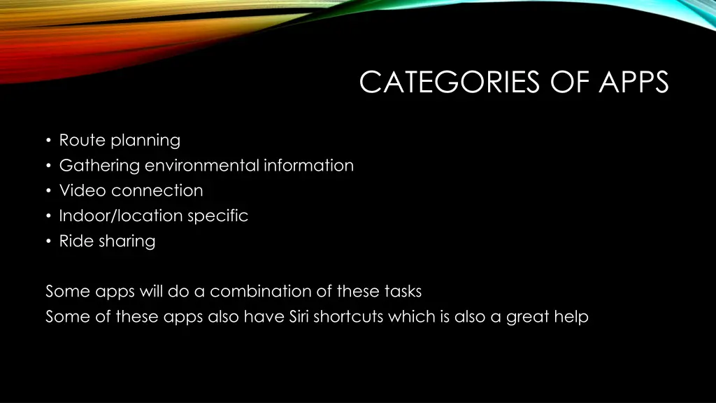 categories of apps