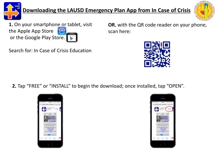 downloading the lausd emergency plan app from