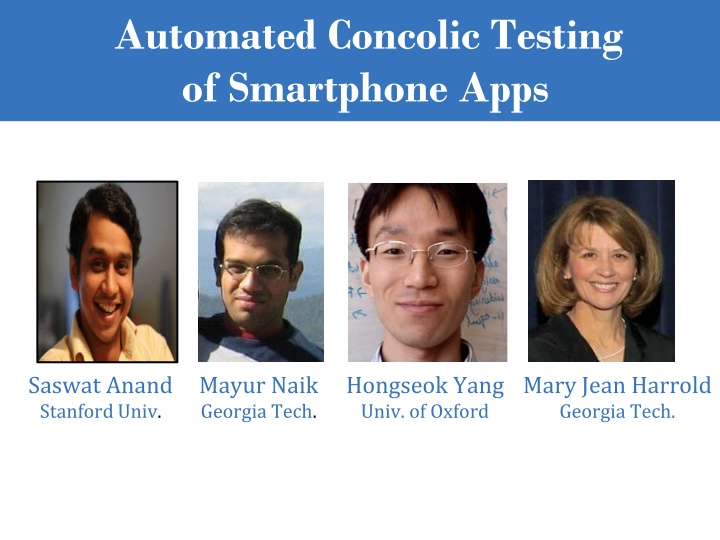 automated concolic testing of smartphone apps