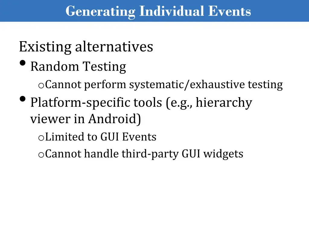 generating individual events 1