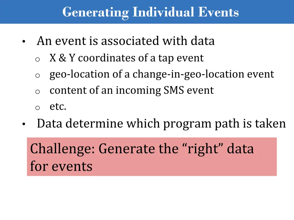 generating individual events