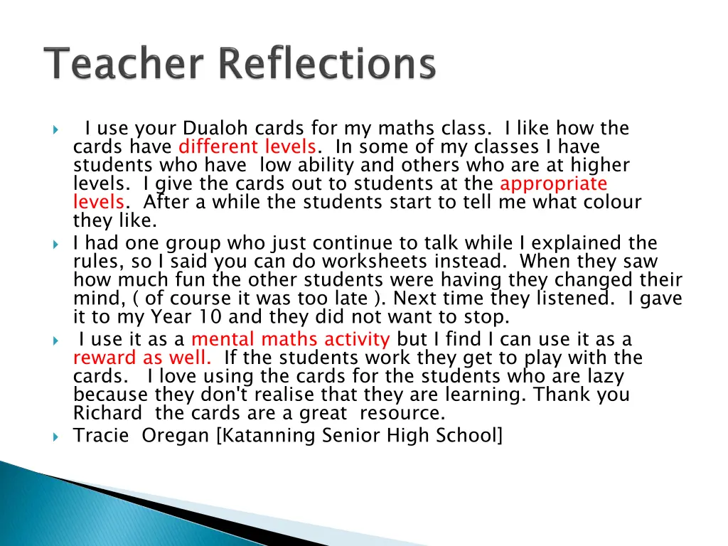 i use your dualoh cards for my maths class i like