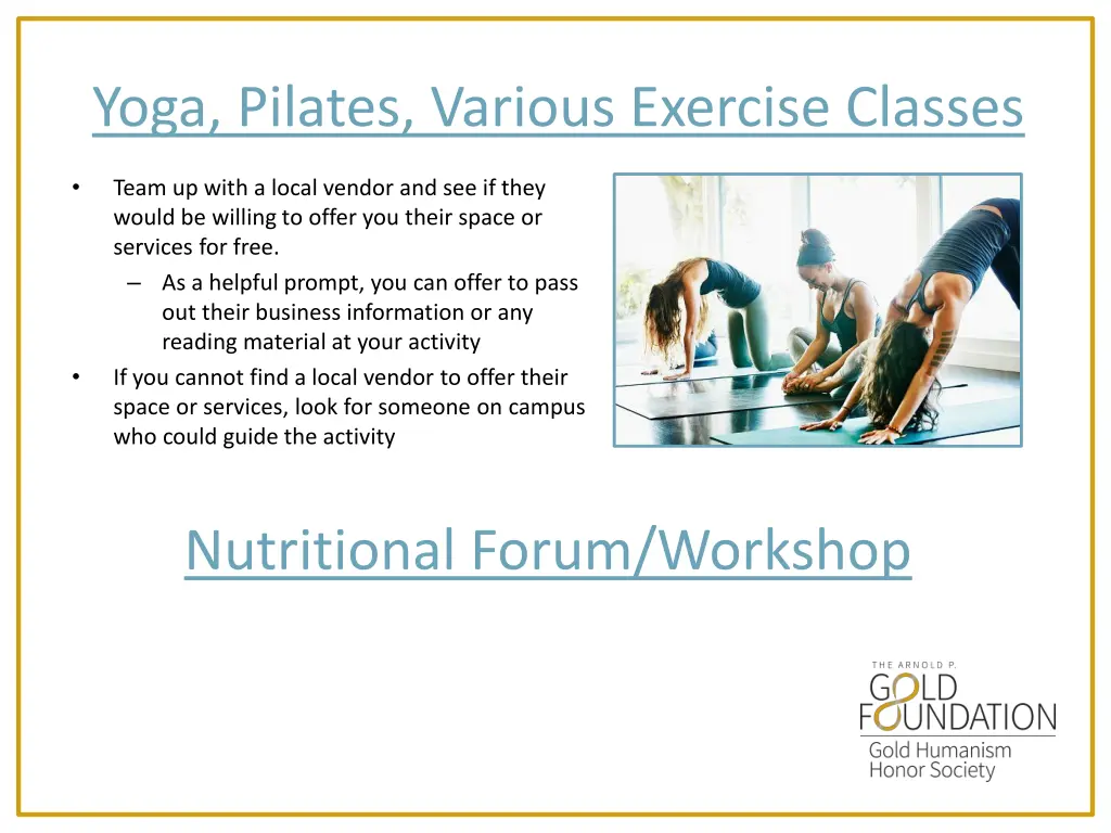 yoga pilates various exercise classes