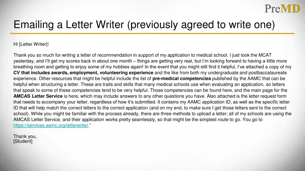 emailing a letter writer previously agreed