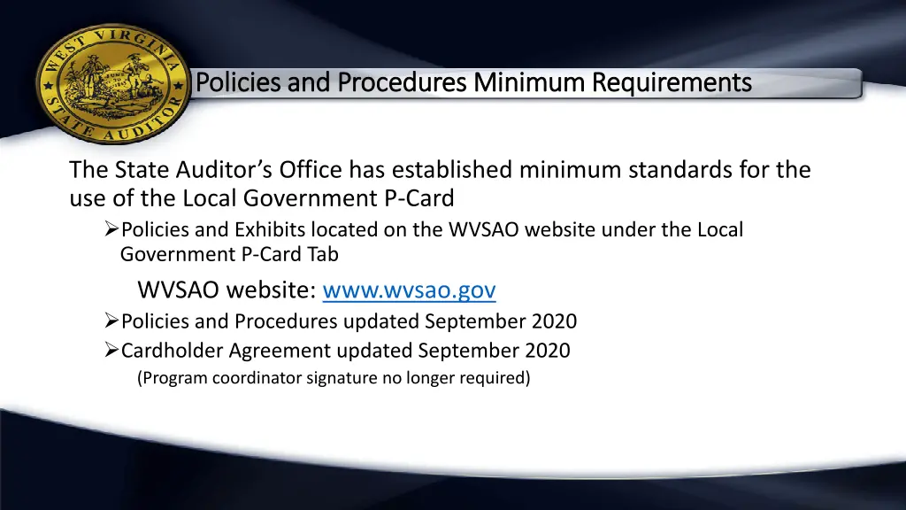 policies and procedures minimum requirements