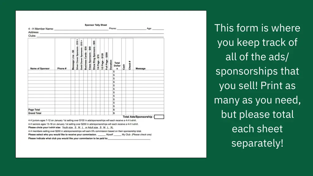 this form is where you keep track