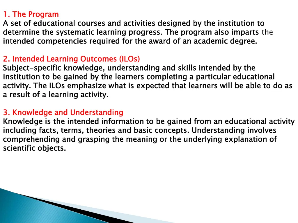 1 1 the program a set of educational courses