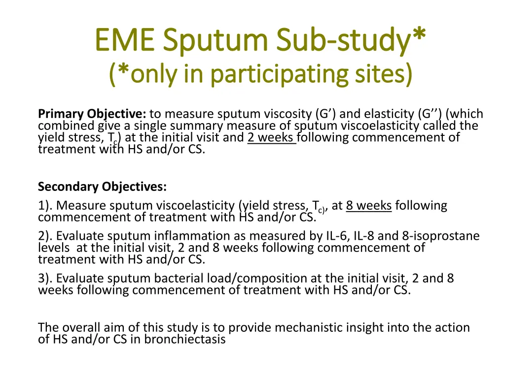 eme sputum sub eme sputum sub study only 1