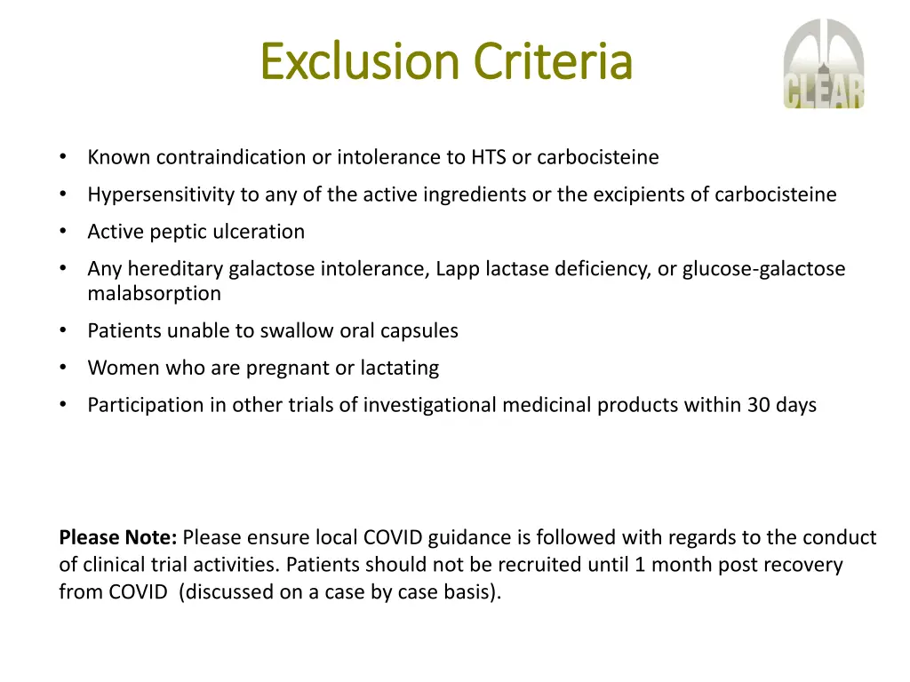 exclusion criteria exclusion criteria 1