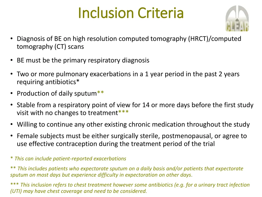 inclusion criteria inclusion criteria