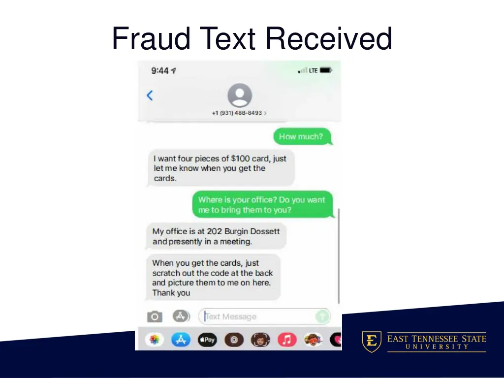 fraud text received