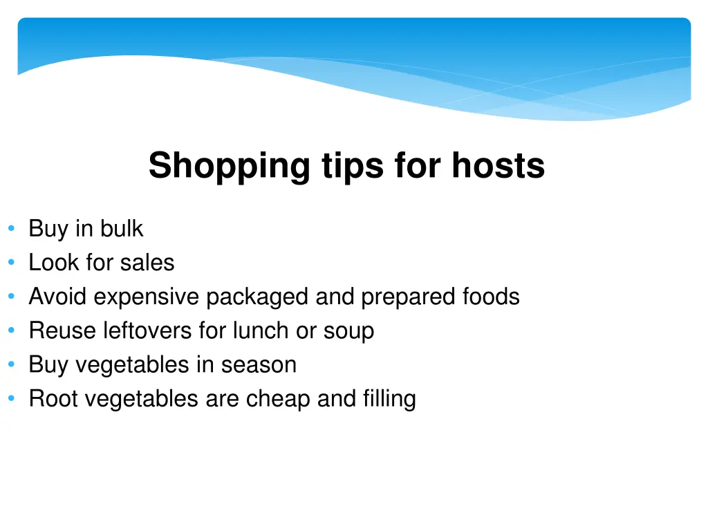 shopping tips for hosts