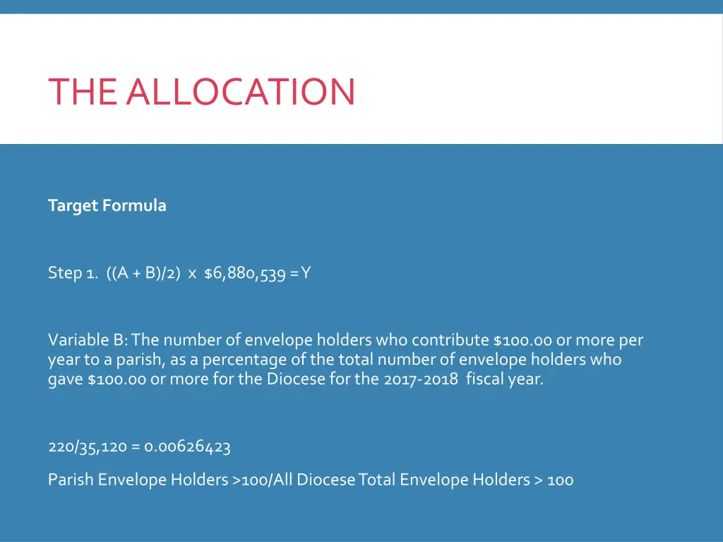 the allocation 6