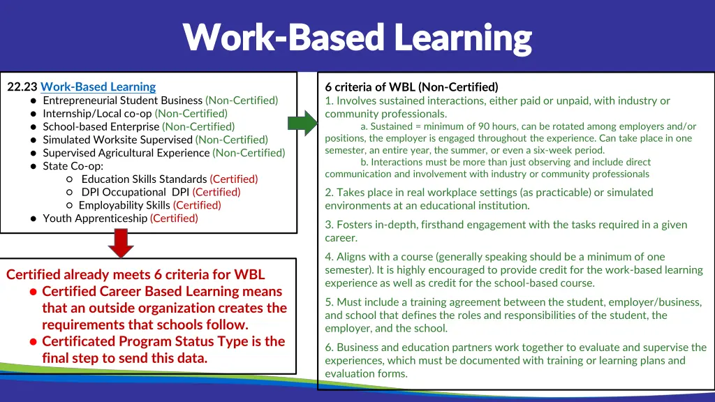 work work based learning based learning