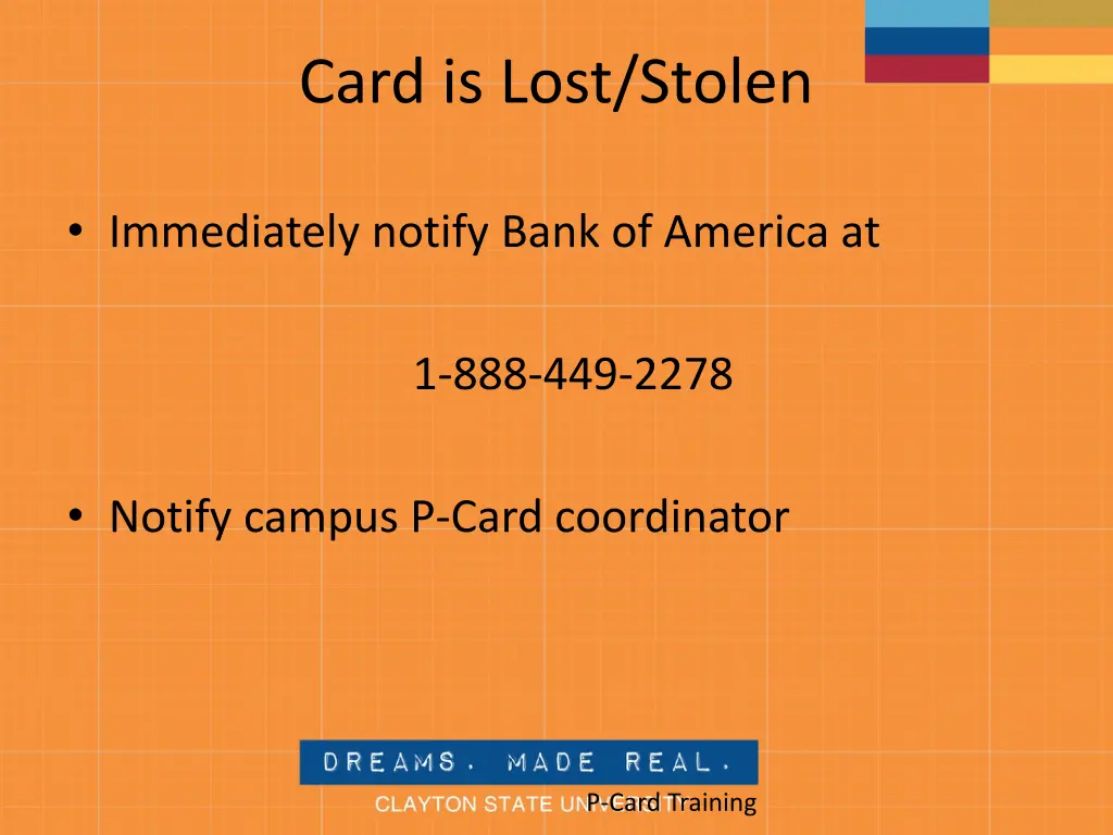 card is lost stolen