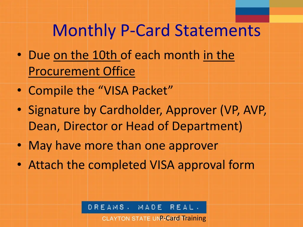 monthly p card statements