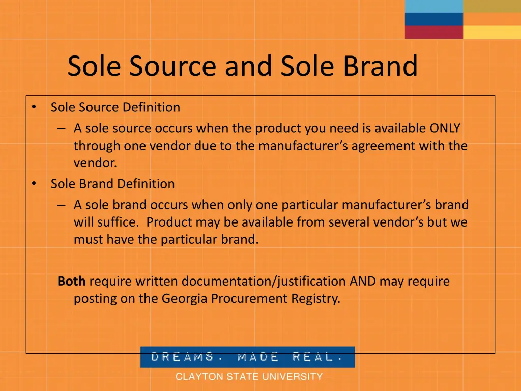 sole source and sole brand