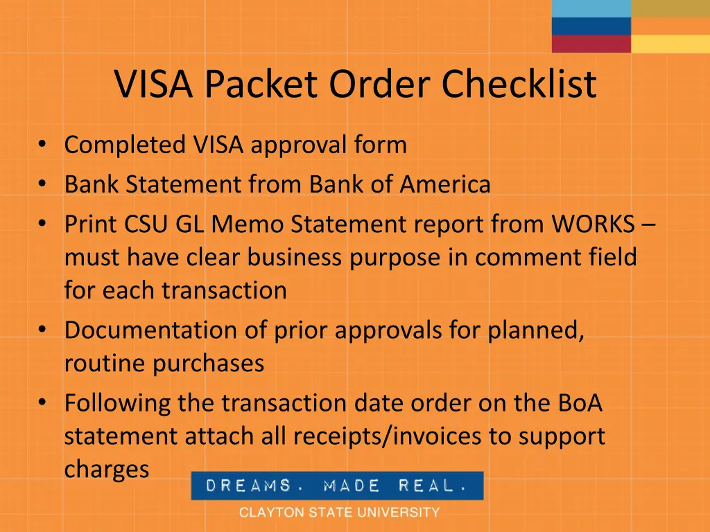 visa packet order checklist