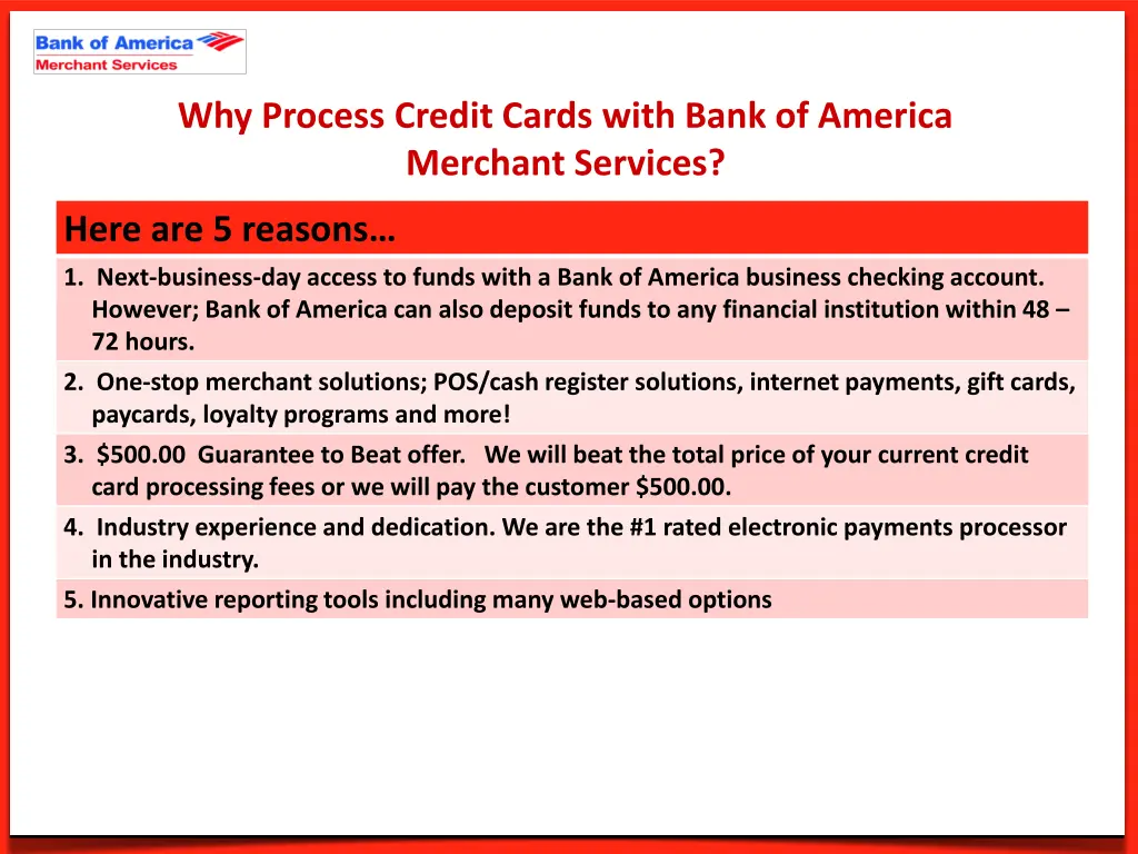 why process credit cards with bank of america