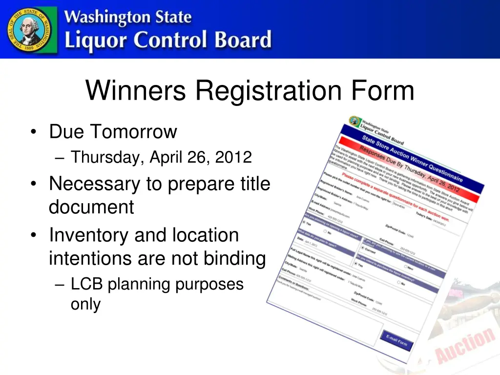 winners registration form