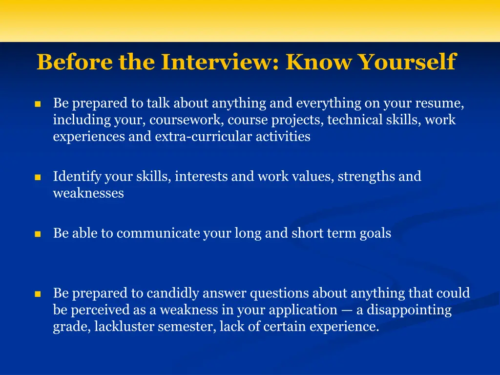 before the interview know yourself