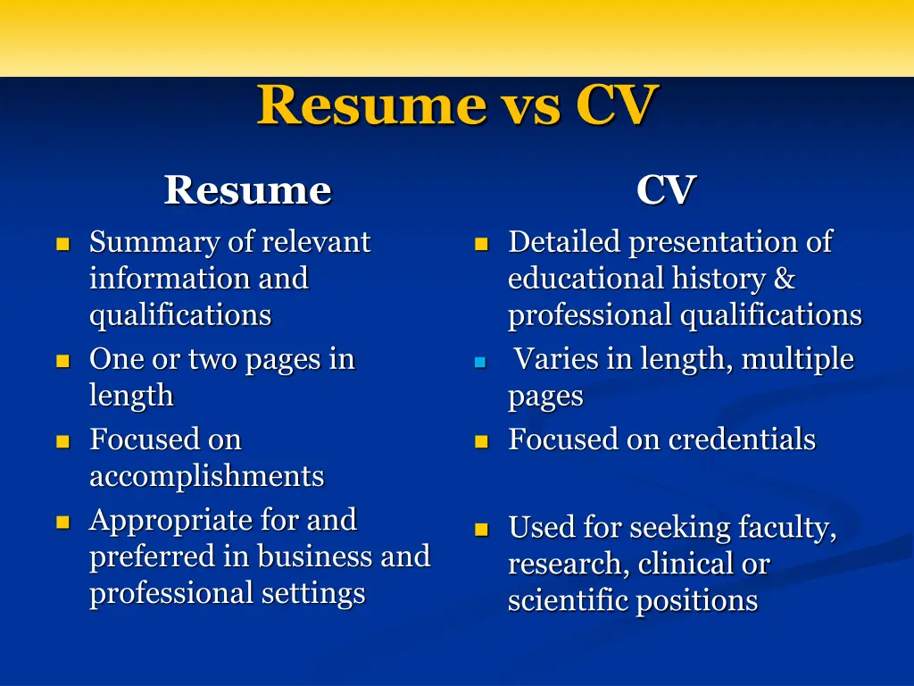 resume vs cv