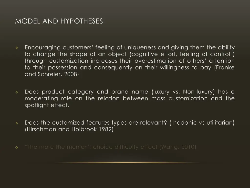 model and hypotheses