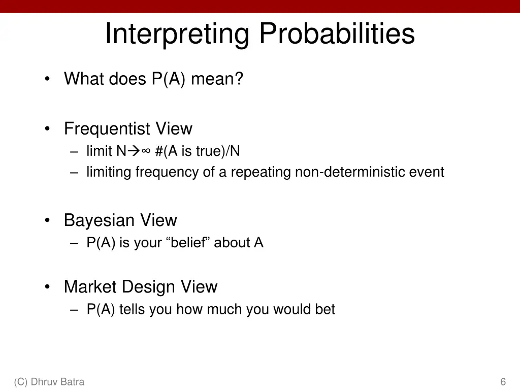 interpreting probabilities