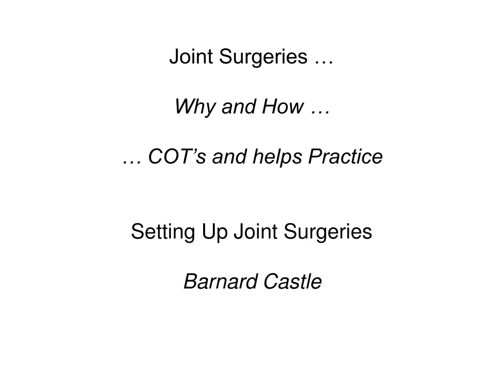 joint surgeries