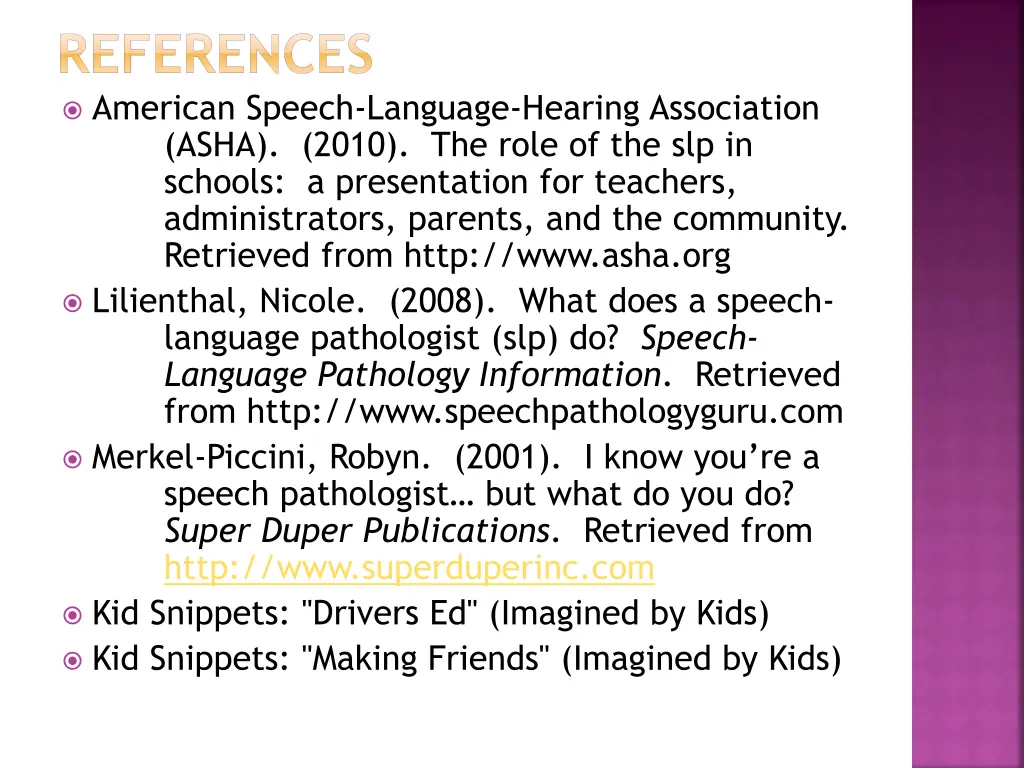 references american speech language hearing