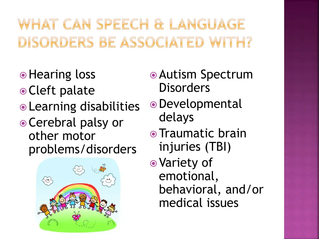 what can speech language disorders be associated