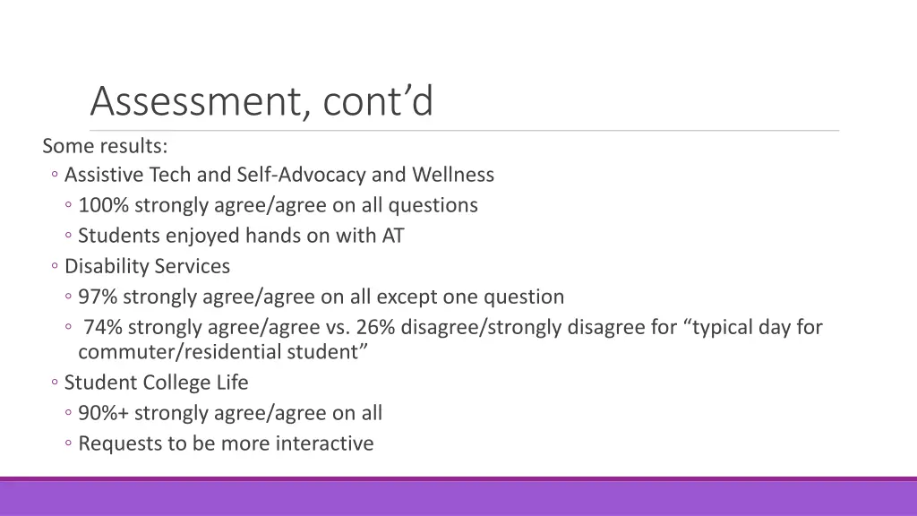 assessment cont d some results assistive tech