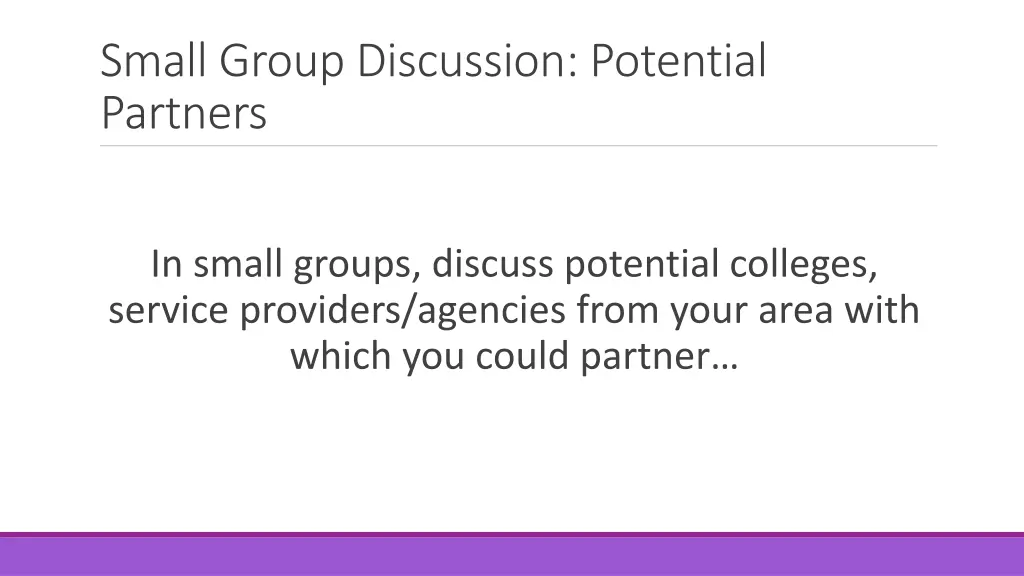 small group discussion potential partners