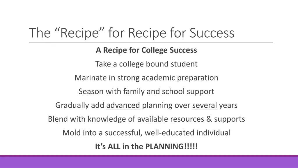 the recipe for recipe for success