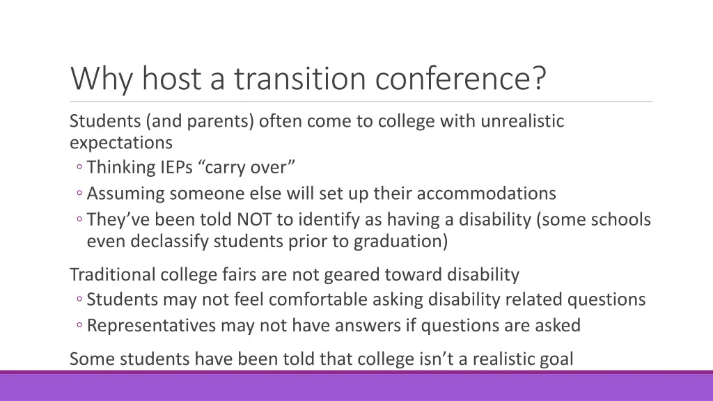 why host a transition conference