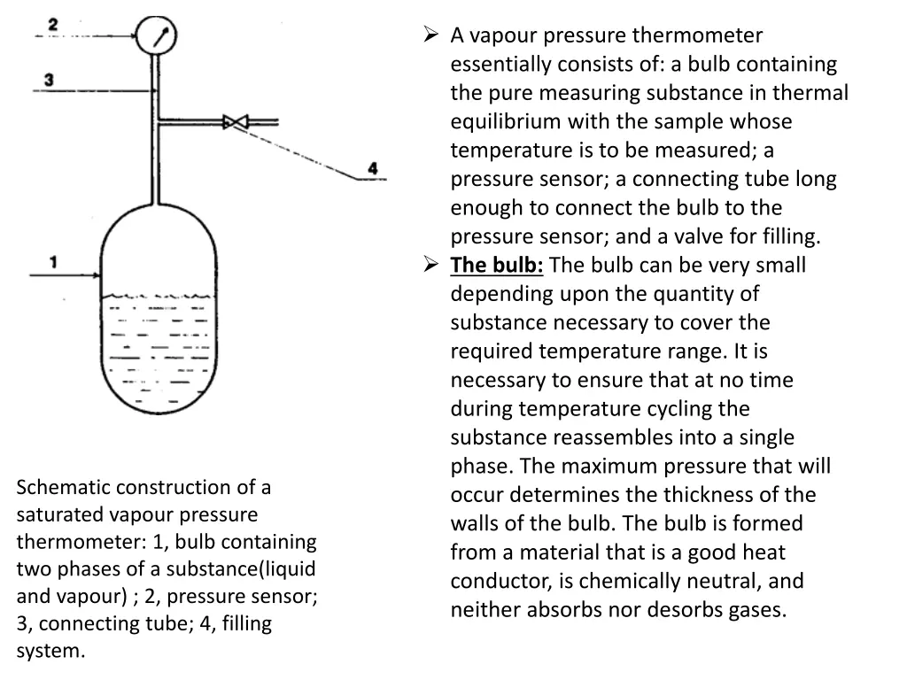 a vapour pressure thermometer essentially