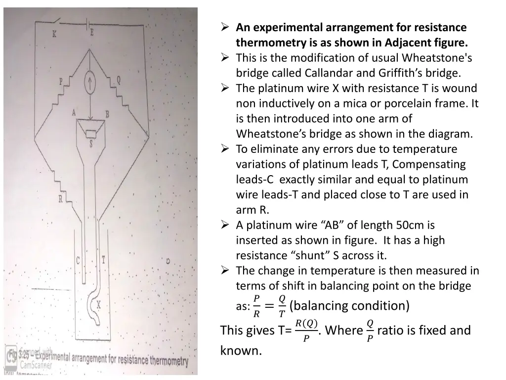 an experimental arrangement for resistance