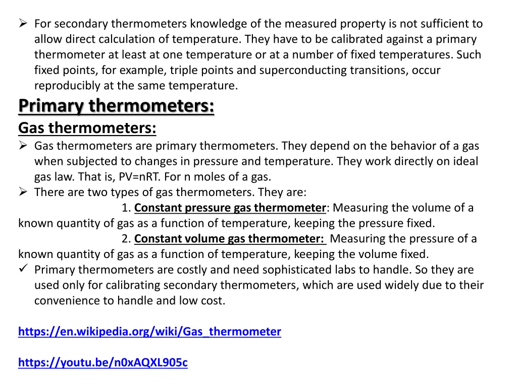 for secondary thermometers knowledge