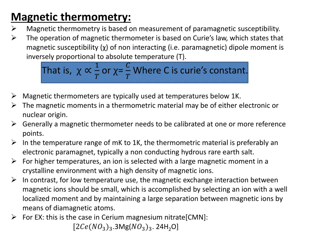 magnetic thermometry magnetic thermometry