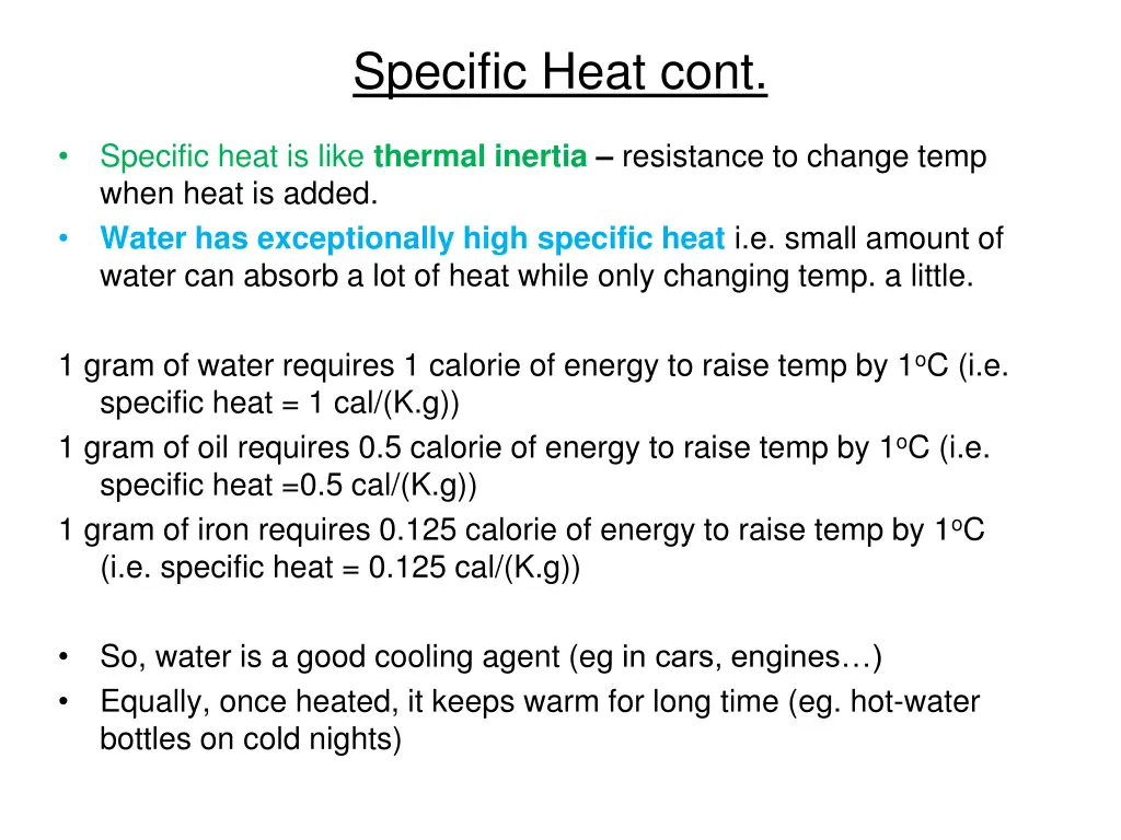 specific heat cont